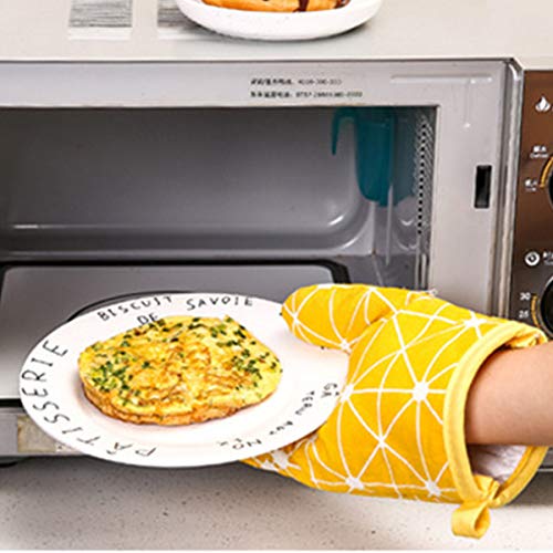 WinChange Oven Mitts and Potholders BBQ Gloves-Oven Mitts and Pot Holders with Recycled Cotton Infill Silicone Non-Slip Cooking Gloves for Cooking Baking Grilling (4-Piece Set,Yellow)