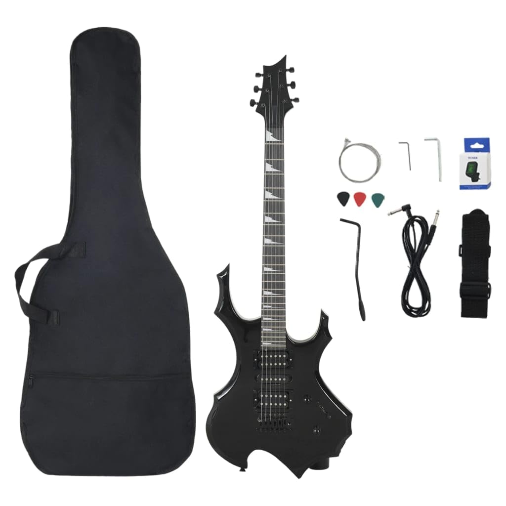 Generico Chitarra Elettrica per Principianti con Custodia Nera 4/4 39",Nero,3.79kg,70187