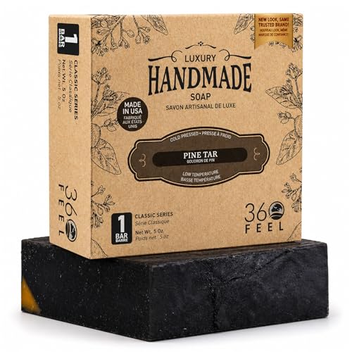 Image of 360Feel Handmade Castile Soap - Pine Tar, 5 oz | Made in the USA, Cold-Processed, Moisturizing with Rich, Creamy Lather