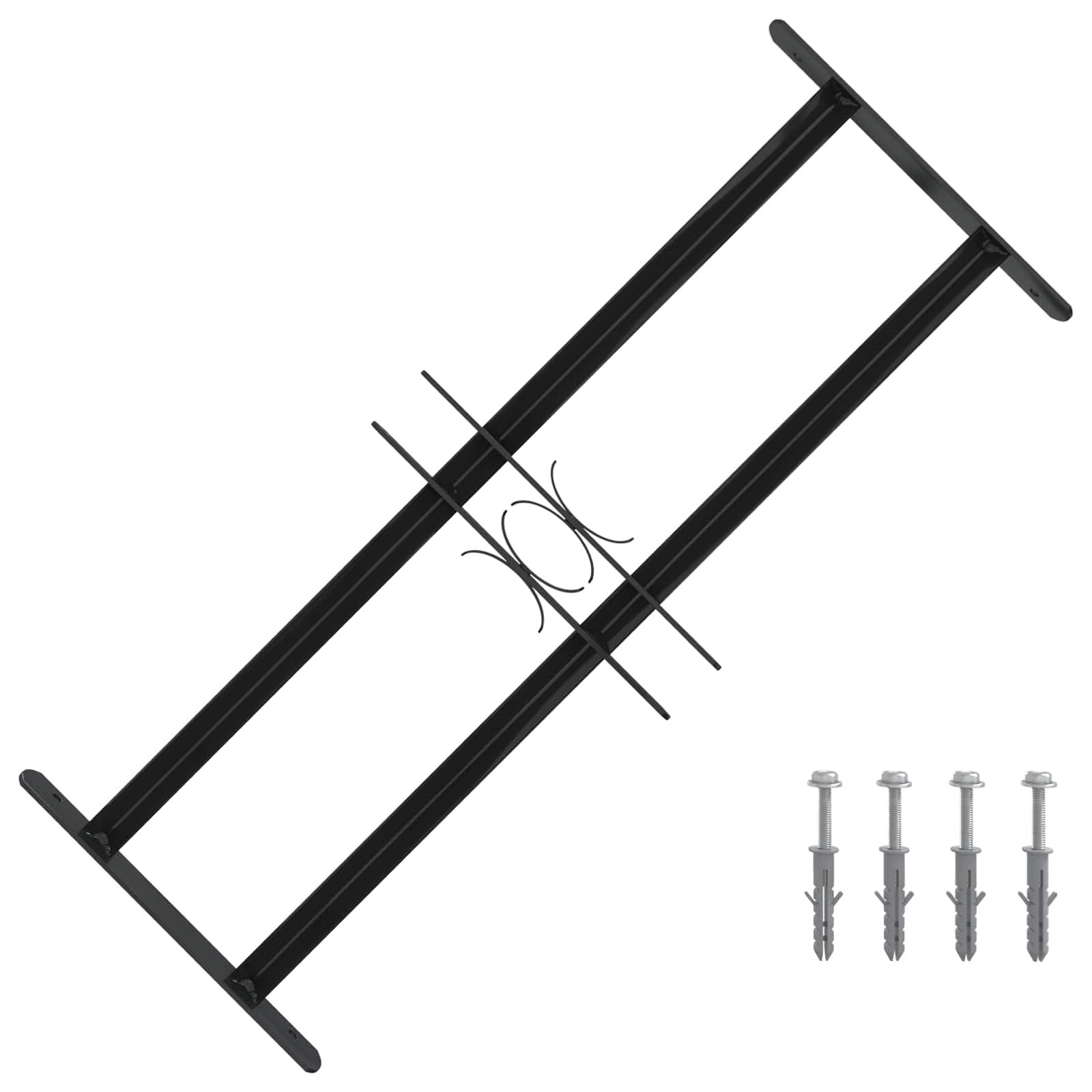 Fenstergitter Schwarz 76 x 30 cm Pulverbeschichteter Stahl,3.16kg,42020558