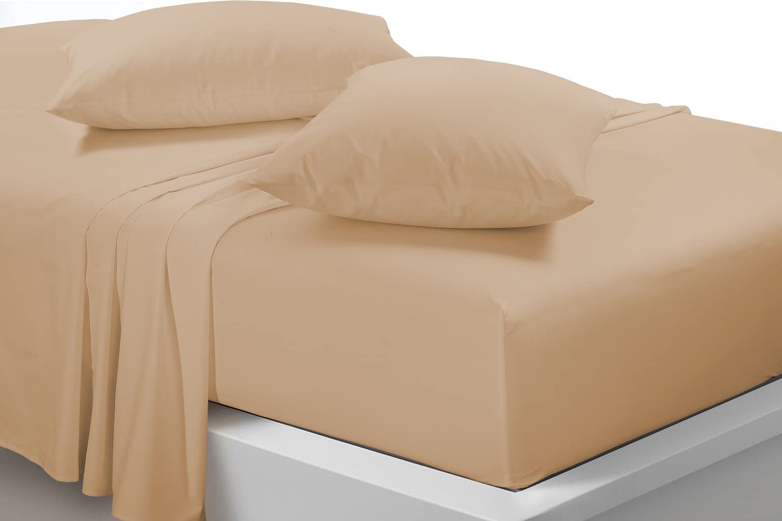oceanevo® Pillowcases 2 Pack Latte Plain Pillow Covers Pair with Envelope Closure Easy Care Soft Polycotton 132 Thread Count, 50 x 75 cm (Latte)