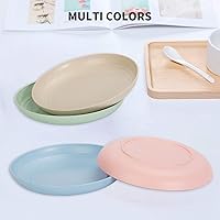 Vista 5 de 12 PACK 9 Inch Lightweight Wheat Straw Plates, Unbreakable Deep Dinner Plates, Plastic Plates Reusable, Assorted Colors Dinnerware Sets, Microwave &