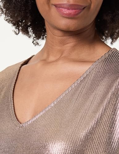 T shirt col v côtelé couleur femme - vue 3