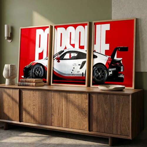 Image of HOTHOUSE Big Sports Cars Framed Posters Gift Items for Boys Room Wall Decoration Bedroom Living Room Office Studio Decor | Car Poster Frame for Wall Decor Set Of 3 Size (19 X 25 inch)