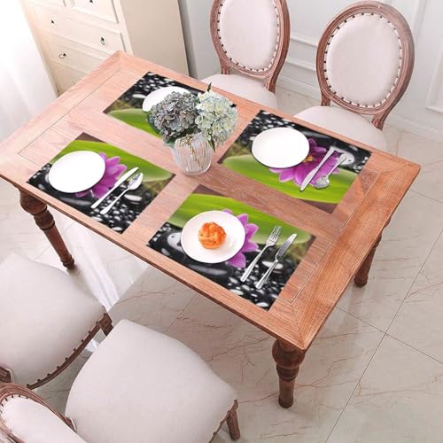 Sets de table antidérapants PVC motif fleur violette pour repas zen - 8