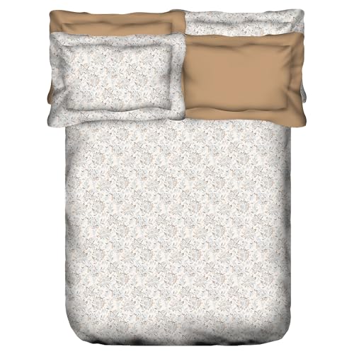 Image of Trident Nectarsoft King Size Bedsheet, 100% Cotton Bedsheet for Double Bed, 5-Piece Set (1 Bedsheet with 4 Pillow Covers) Superior Softness, 400 Thread Count, Luxurious Finish - Adelia Beige