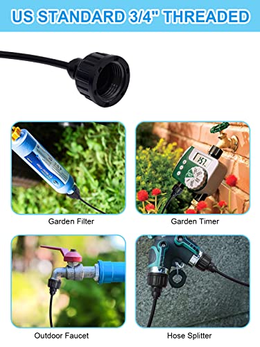 Tesmotor Diy Misting Cooling System For Outside Patio, 33Ft Misting Line + 10 360°Rotatable Misting Nozzles Outdoor Misters For Cooling, Misting System For Patio Garden Lawn Pool Umbrella Trampoline #TOP3