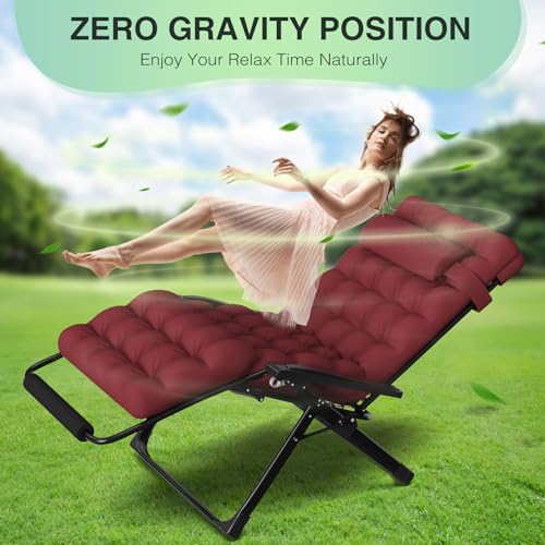 Suteck BZ-1832-214 Oversized Zero Gravity Chair,33In Xxl Lounge Chair W/Removable Cushion&Headrest, Reclining Camping Chair W/Upgraded Lock And Footrest, Reclining Patio Chairs Recliner thumb #2
