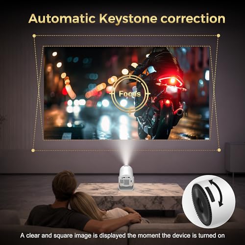 Image of Mini Projector with WiFi and Bluetooth, Portable Movie Projector support 1080P, Electric Focus, 210 Rotatable Stand, 150'' Screen Home Cinema Smart Projector for Phone, PC, HDMI USB, Laptop