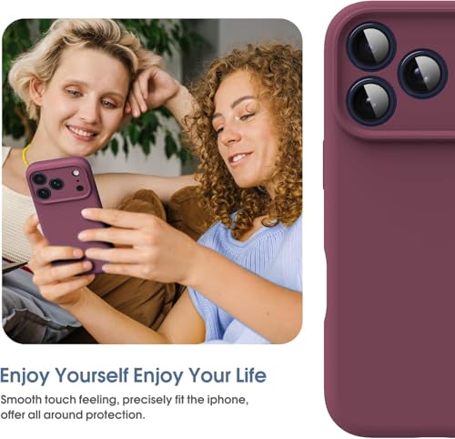 Image of DIZORO Compatible for iPhone 17 Pro Case,Classic Liquid Silicone Mobile Phone Case,Integrated Camera Control Button,Anti-Scratch Soft Microfiber Lining, Ice Wine Red