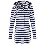 ❣️ SINNVOLLE DEATILS: Übergangsmantel mit abtrennbarer und einstellbarer Kapuze, 2-Wege-Frontreißverschluss und Einschubtaschen geschützt durch eine Patte, innenliegenden Tunnelzug auf Hüfthöhe, Innentasche und Oberarmtasche