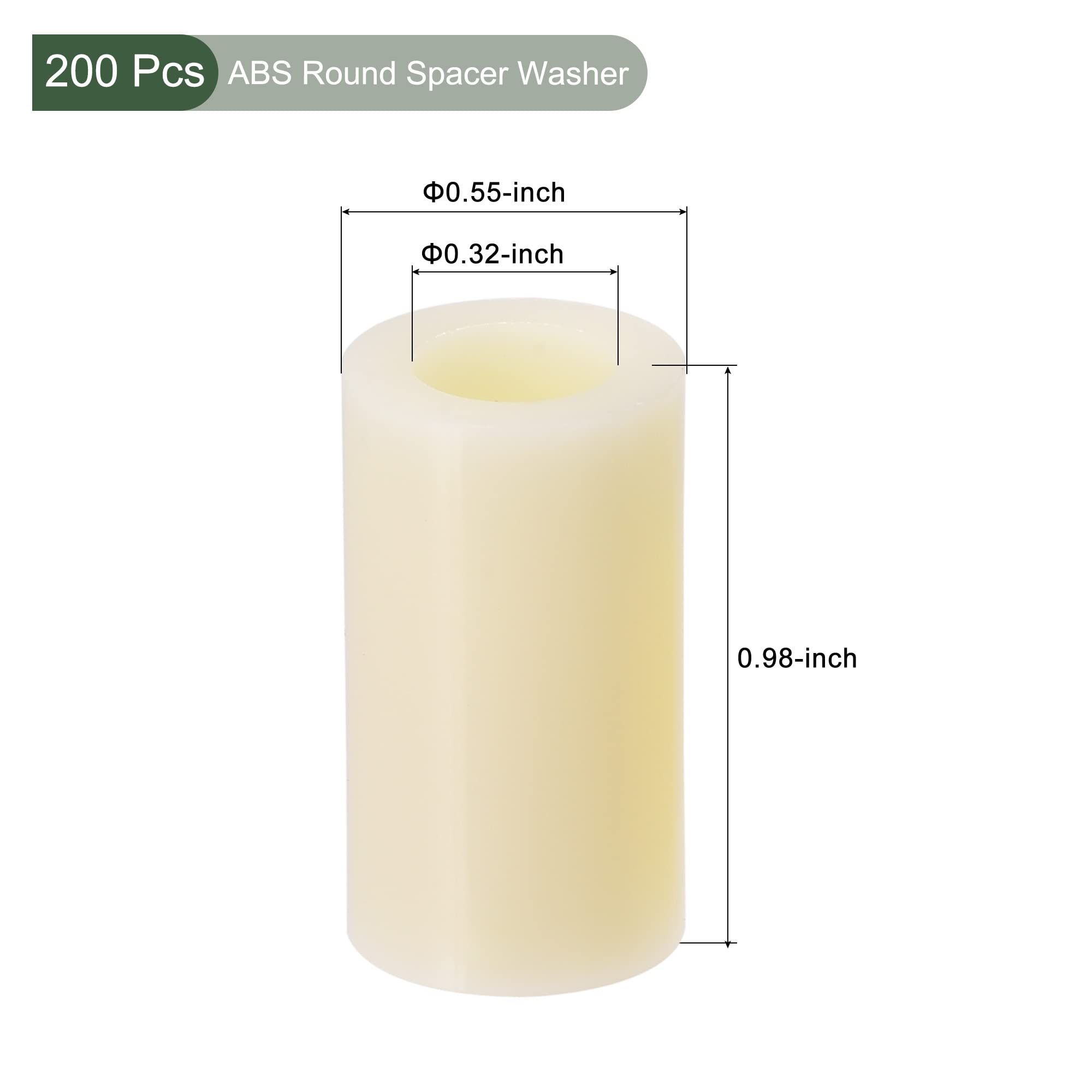 YOKIVE 200 Pcs Spacer Washer, ABS Round Straight Spacer for M8 Screws, 8.2mmx14mmx25mm - Image 2