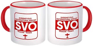 Russia Sheremetyevo Airport Moscow SVO : Gift Mug Travel Airline Pilot AIRPORT - White w/Red Handle