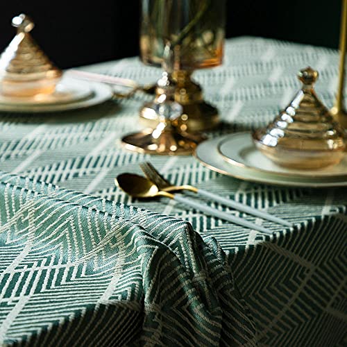 Nappe table de thé rectangulaire coton lin vert pour un salon bohème chic