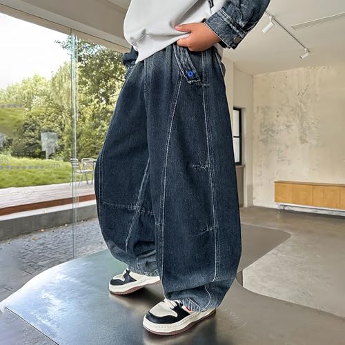 Pantalones vaqueros para niños cómodos con pernera holgada y tiro flexible 7