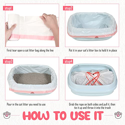 80 Count Cat Litter Box Liners 31 X 18 Inch Large Drawstring Kitty Litter Box Bag Thick Pet Pan Liners Cat Waste Litter Bags Thick Cat Litter Bags Pet Cat Supplies For Cat Litter Box Tray Trash Waste #TOP3