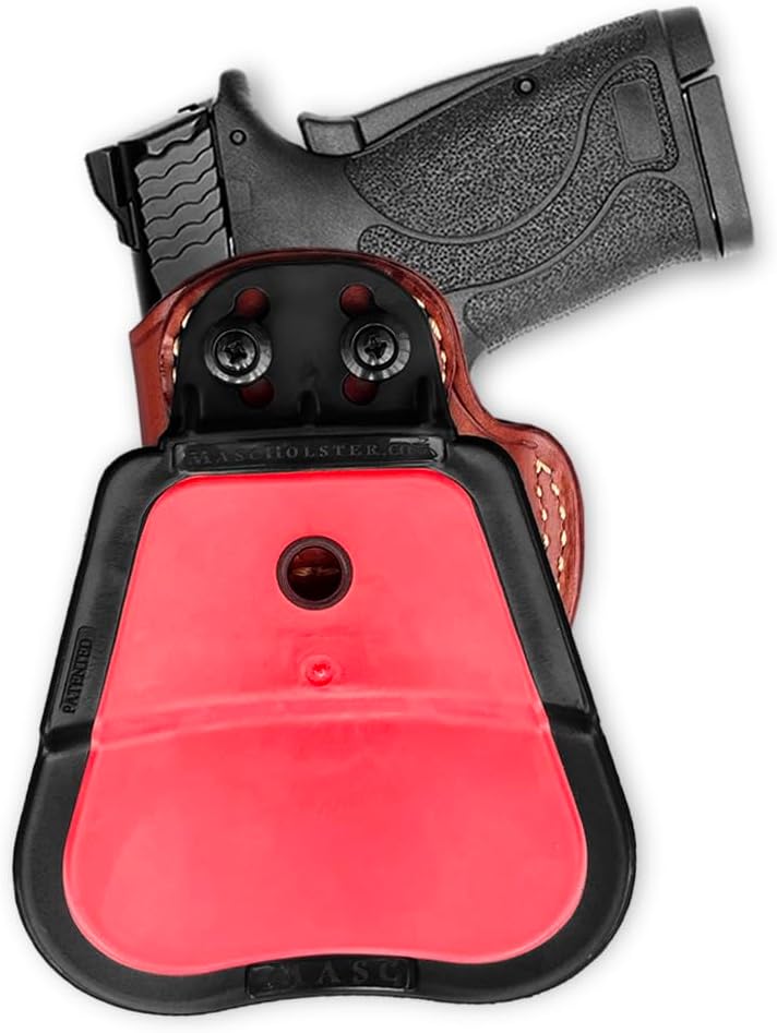 Masc Premium Leather OWB Paddle Holster Open Top Fits M&P Shield EZ 3.675-inch, Right-Hand Draw, Brown Color #1507#