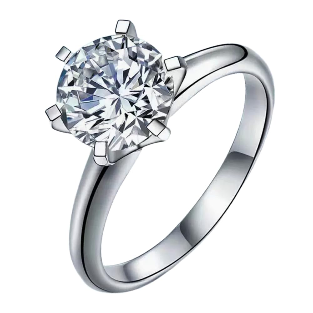 925 Sterling Silber Okt Verlobungsring Rundschliff Kubikzirkonia Solitärring Simulierter Diamant CZ Jahrestag Ehering für Frauen Schmuck Geschenk