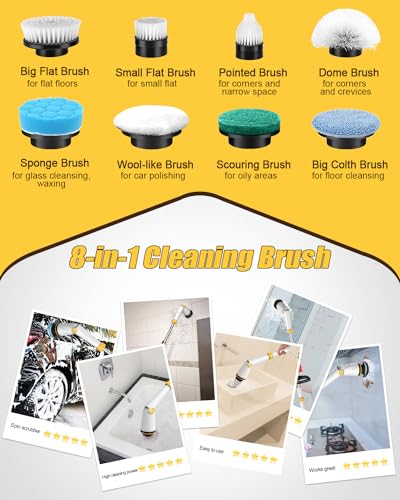 Qimedo YD-QJS1802 Electric Spin Scrubber With Two Batteries Q2 Pro,1500 Rpm High Power Electric Scrubber For Cleaning,Shower Cordless Cleaning Brush With Display For Tub/Tile/Floor thumb #5
