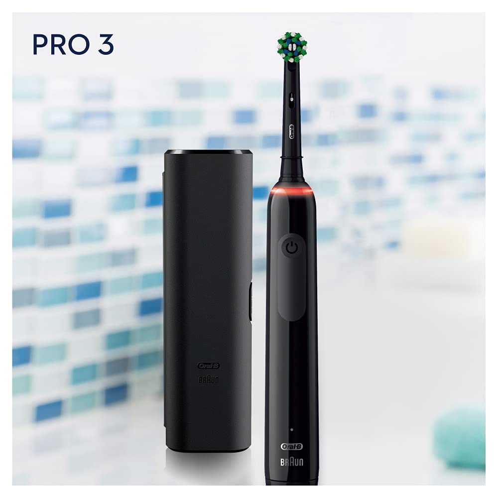 Oral-B Pro 3 3500 Edition mit Reise-Etui, Schwarz, 3 Stück (1er Pack)