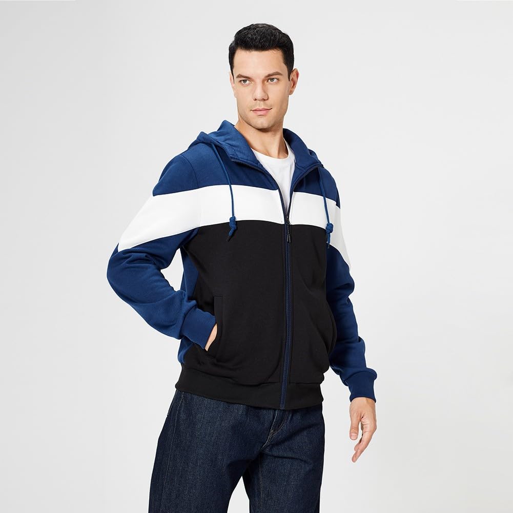 Męskie bluzy z kapturem na co dzień kurtki bluza zapinana na zamek patchworkowy polarowy kardigan płaszcz zimowy sweter z długim rękawem top