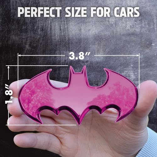 Image of Fan Emblems Batman 3D Car Badge - 1989 Batwing Logo (Pink Chrome: 3.8 x 1.8 x 0.2 inches)