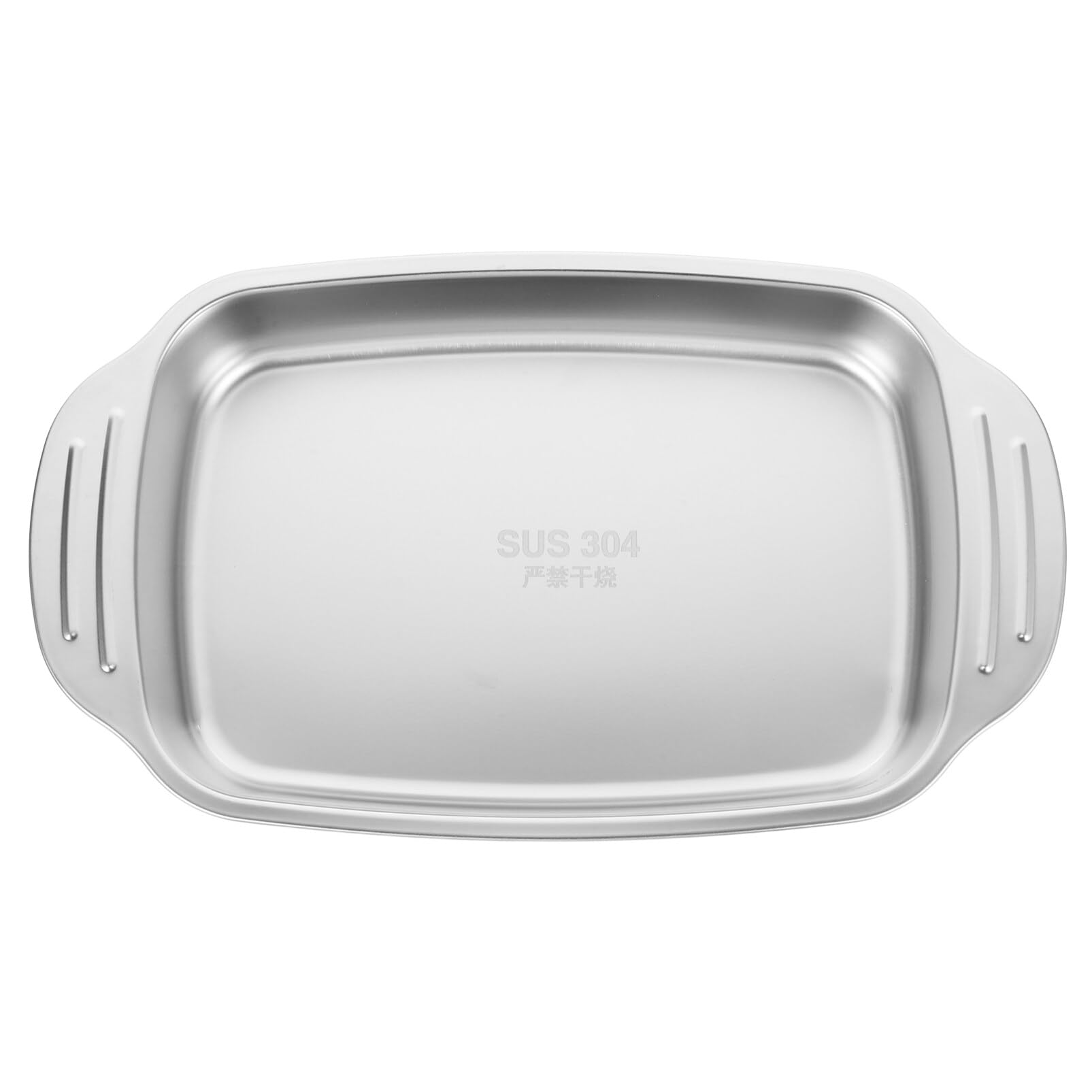 Kichvoe Stainless Steel Rectangular Roasting Pan with Handle Heavy Duty Oven Tray Pasta Baking Cookie Sheet Dish Barbecue Grill Pan for Kitchen Camping Silver