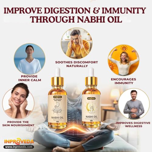 Image of Digestion-Detox & Deep Sleep-Stress Relief Nabhi Oil | Nabhi Oil for Ayurvedic Multi Benefit Belly Button Oil for Daily Wellness & Relaxation | नाभि तेल | Combo Pack of 30ml + 30ml=60ml