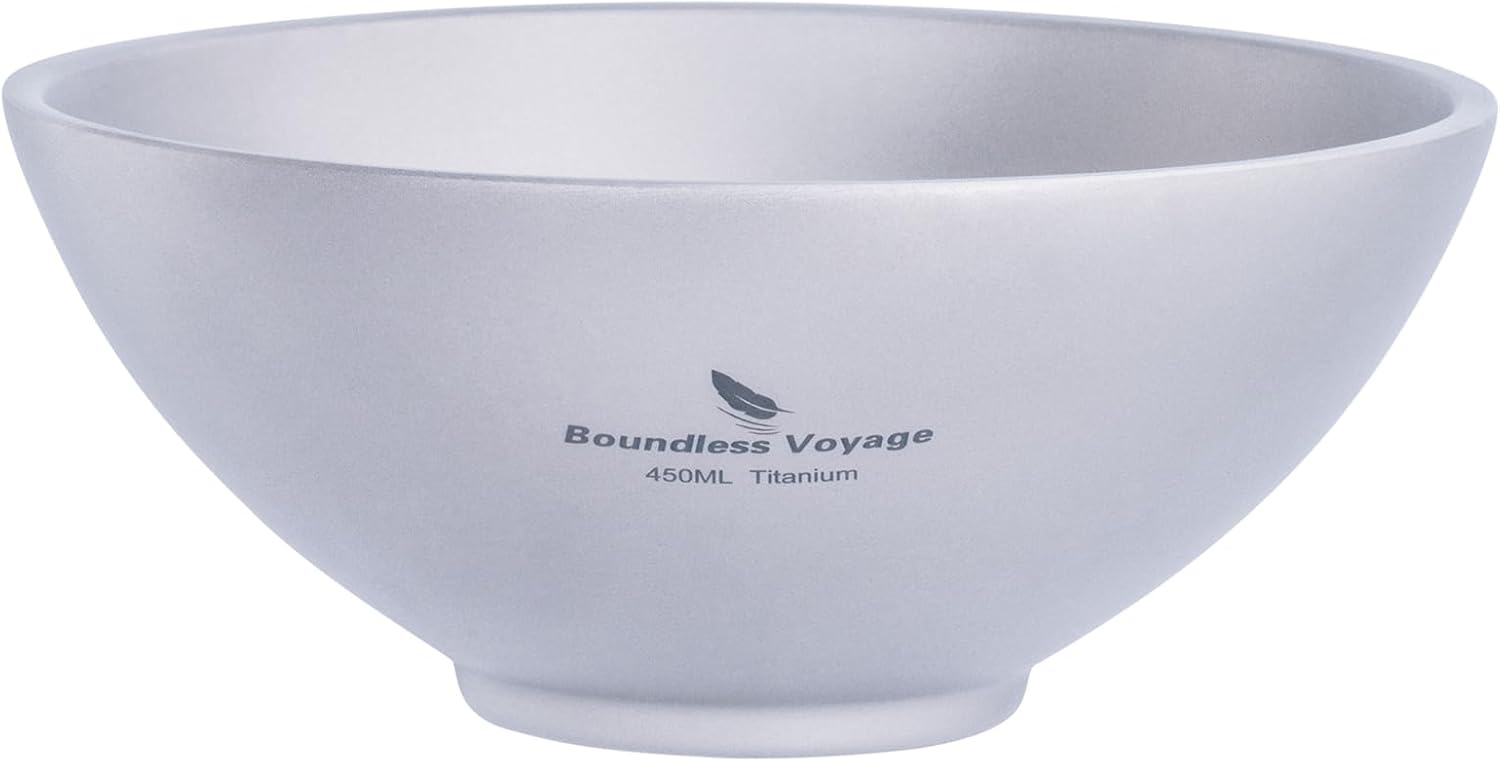 Boundless Voyage 450ml Titanium Double Walled Food Bowl for Adult Children Ultralight Portable Soup Rice Bowl Outdoor Camping Metal Durable Tableware Ti1086T