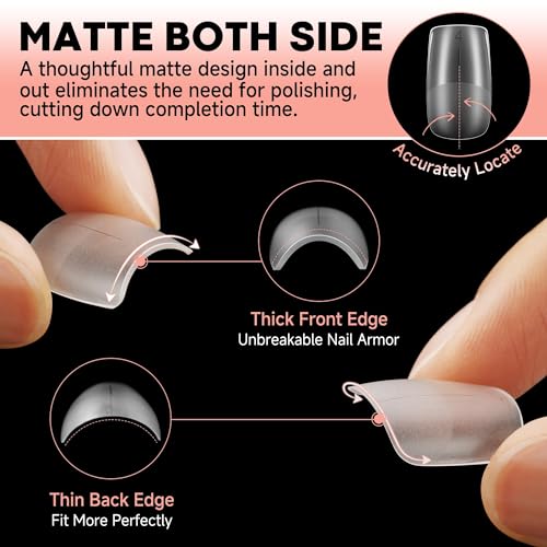 Image of UNA GELLA Short Square Nail Tips Pre-buff Soft Gel Nail Tips Matte Square False Nails Tips Acrylic Full Cover 504Pcs 15Sizes Gelly Press On Nails Fake Nails Tips for Nail Extension DIY Salon