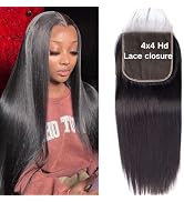 Straight Closure Human Hair 4x4 Hd Lace Closure 12A Virgin Remy Human Hair Closure For Black Wome...