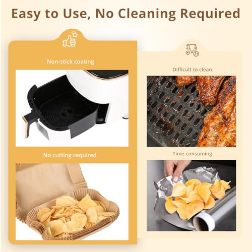 150PCS Air Fryer Liners for Ninja Dual, AF300UK AF400UK Disposable Paper Liners Accessories, Airfryer Parchment Liners Compatible with Ninja Cosori Cecotec and Other Dual Zone Air Fryers - Image 2