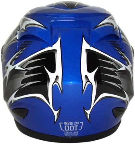 MMG 118S DOT Certified Spikes Blue Medium Full Face Bike Helmet with 2 Visors (Clear Shield and Smoked Shield)