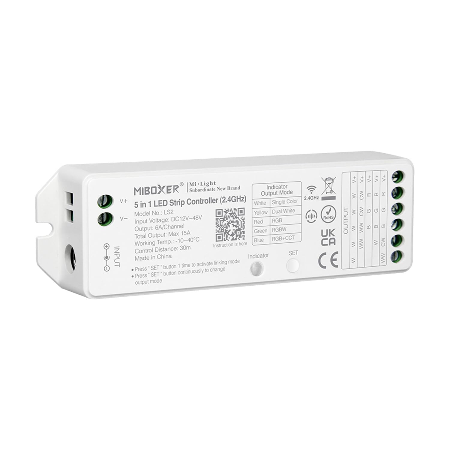 LIGHTEU®, Milight Miboxer Fernbedienungskit: Packung mit 4X 5in1 Smart LED Strip Controller und Einer 8-Zonen Fernbedienung 4X LS2 + FUT089 + WL-Box2 (APP und Sprachsteuerung)