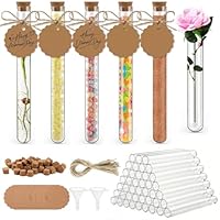 Zikenis 50 Stück Reagenzglas mit Korken, Kunststoff Reagenzgläser mit Korken, mit 50 Stück Kraftpapieranhänger+50 Stück Hanfseil+2 Trichter+50 Etiketten, für Liquids Bonbons Spices Deko (150 x16 mm)