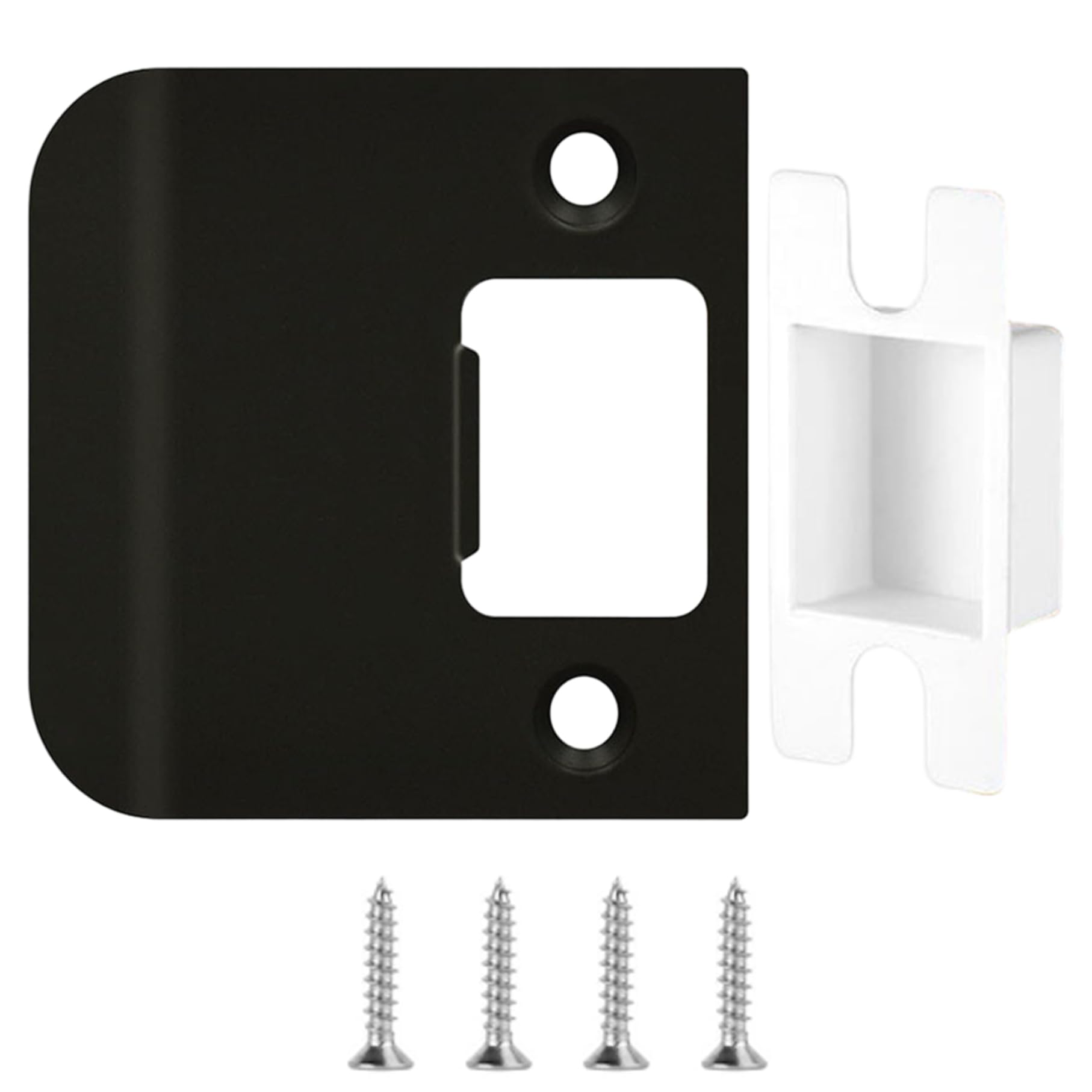 Peosaard Black Strike Plate, Extended Strike Plate 2-1/4" X 2-1/4" Heavy Duty Door Latch With Reinforced Screws Extender Lip Latch Striker For Exterior/Interior Door
