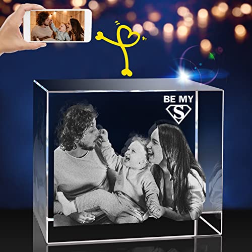 3D Crystal Photo, Personalized Gift, Customized Gifts for Wife, Women, Him, Her, Dad and Mom. Custom Picture Gifts for Valentine’s Day, Mother's Day, Father’s Day, Birthday, Wedding & Anniversary.(Medium Landscape)