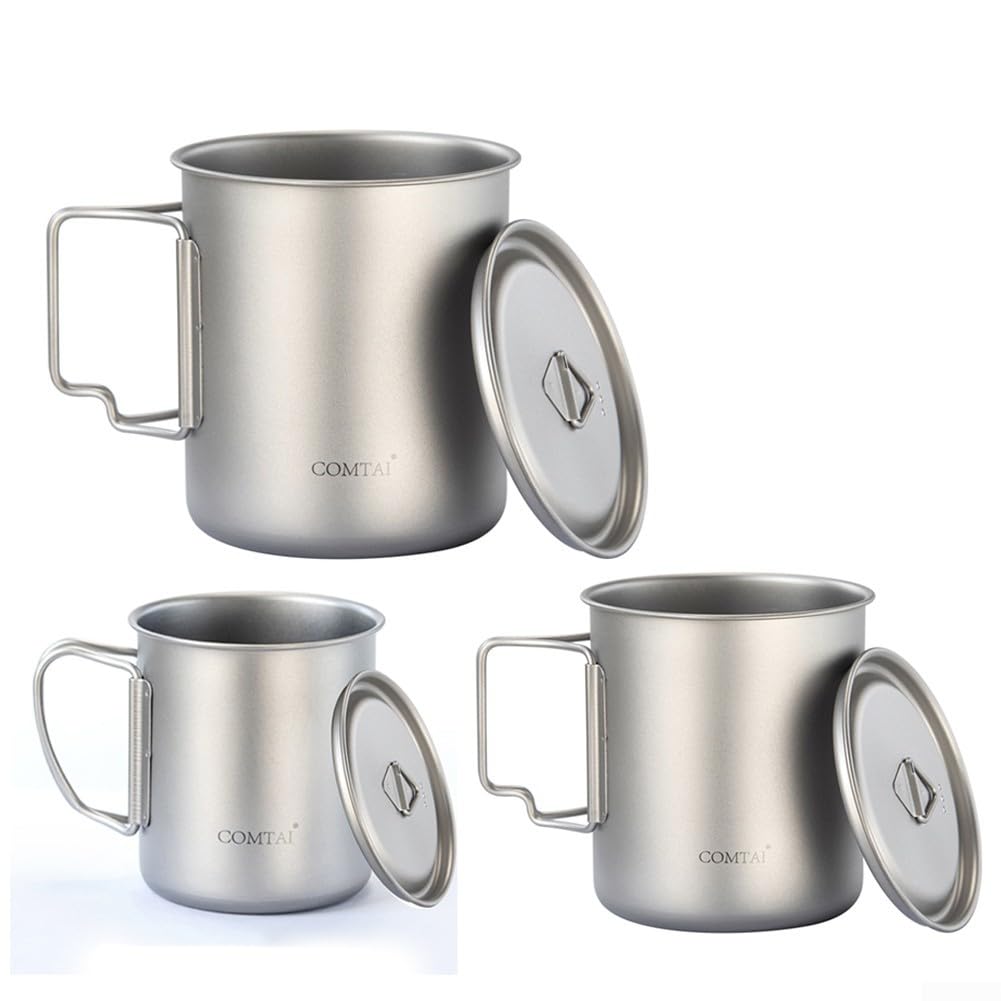 Tazza da caffè portatile per campeggio con manico pieghevole per una facile conservazione disponibile in varie capacità fino a 750 ml (300 ml + 450 ml + 750 ml)