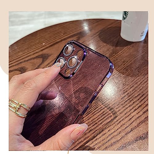 Coque acrylique transparente paillettes pour iPhone 13 Pro violette avec protection caméra - 2