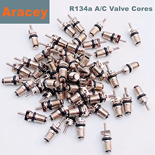 Air Conditioning Valve Core Kit | Car & Home Ac R12 R134A Teflon Seal Refrigeration Schrader Valve Core With Valve Stem Core Rmover Tool Air Conditioning Ac System Charging Port Seal Caps Kit #TOP5