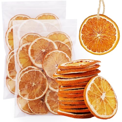 30pcs Dried Orange Slices with Twine Strings, Natural Dehydrated Orange