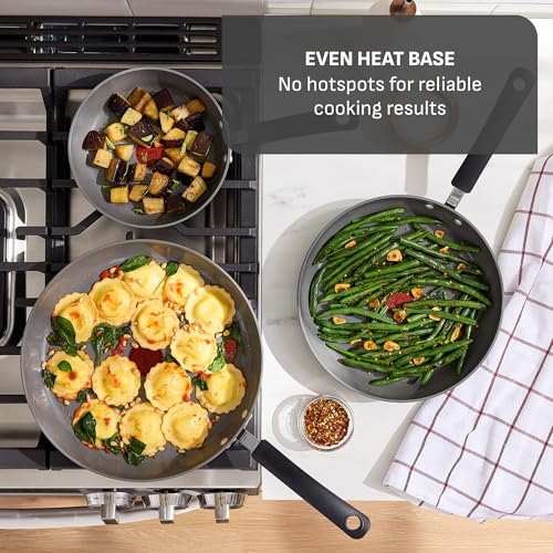 T-Fal Ultimate Hard Anodized 12-Piece Ceramic Nonstick Cookware Set, Oven Safe Up to 400°F, Ceramic Pots and Pans Set, Frying Pans, Saucepan, Stockpot, Cooking Utensils, Stone - Thumbnail 7