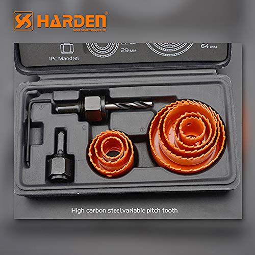 Image of Harden 11 Pieces Professional Hex Hole Saw Blade Bit Cutter Kit For Wood (19-64Mm) High Carbon Steel, Teeth Treated With Hardened Heat- 610546