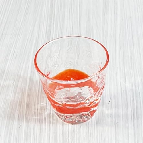 くば笠屋 沖縄 お土産 琉球 ガラス おちょこ ぐい呑み グラス かわいい 日本酒 酒器 盃 冷酒グラス ティーダぐい呑み (オレンジ)