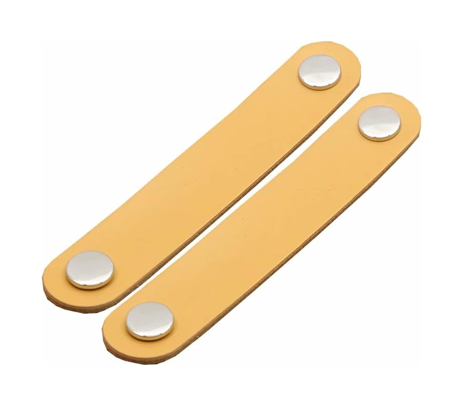 Opeximatun Yellow Leather Drawer Handles, Leather Furniture Handles 2 Pcs Multicolor Multiple Sizes(,Hole Distance 96Mm)