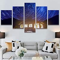 SIGNWIN 5 Panel Canvas Wall Art Modern Art Astronomy & Space Cosmic Decorative Elements Dramatic Multicolor Photography for Home Decorations Ready to Hang - 60