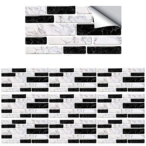 DMFSHI Pegatinas de Baldosa, Azulejos Adhesivos Cocina Pegatinas, 9 PCS de Adhesivos Impermeables y Duraderos para Azulejos de Pared, Azulejos Despegables y Adhesivos para Baño de Cocina (20x10 cm)