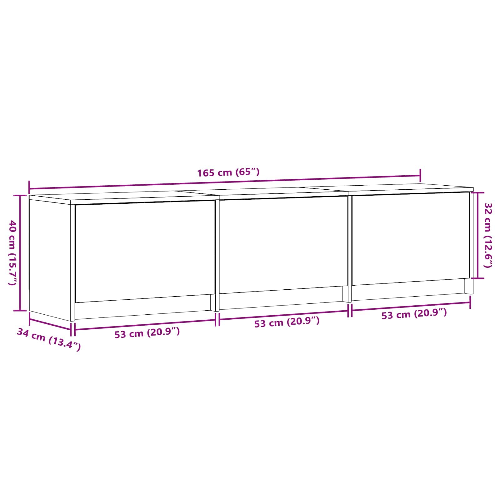 Szafka pod telewizor z oświetleniem LED, 165 x 34 x 40 cm, biała, z materiału drewnopochodnego, nowoczesna niska szafka do salonu, konsola medialna, zarządzanie kablami, schowek, meble TV