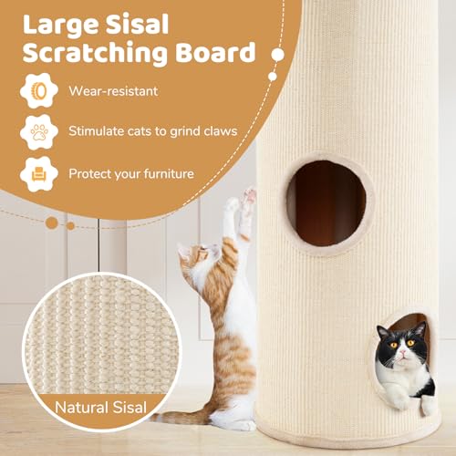 Casa para gatos 4 pisos, 49 pulg. con rascador de sisal miniatura 6