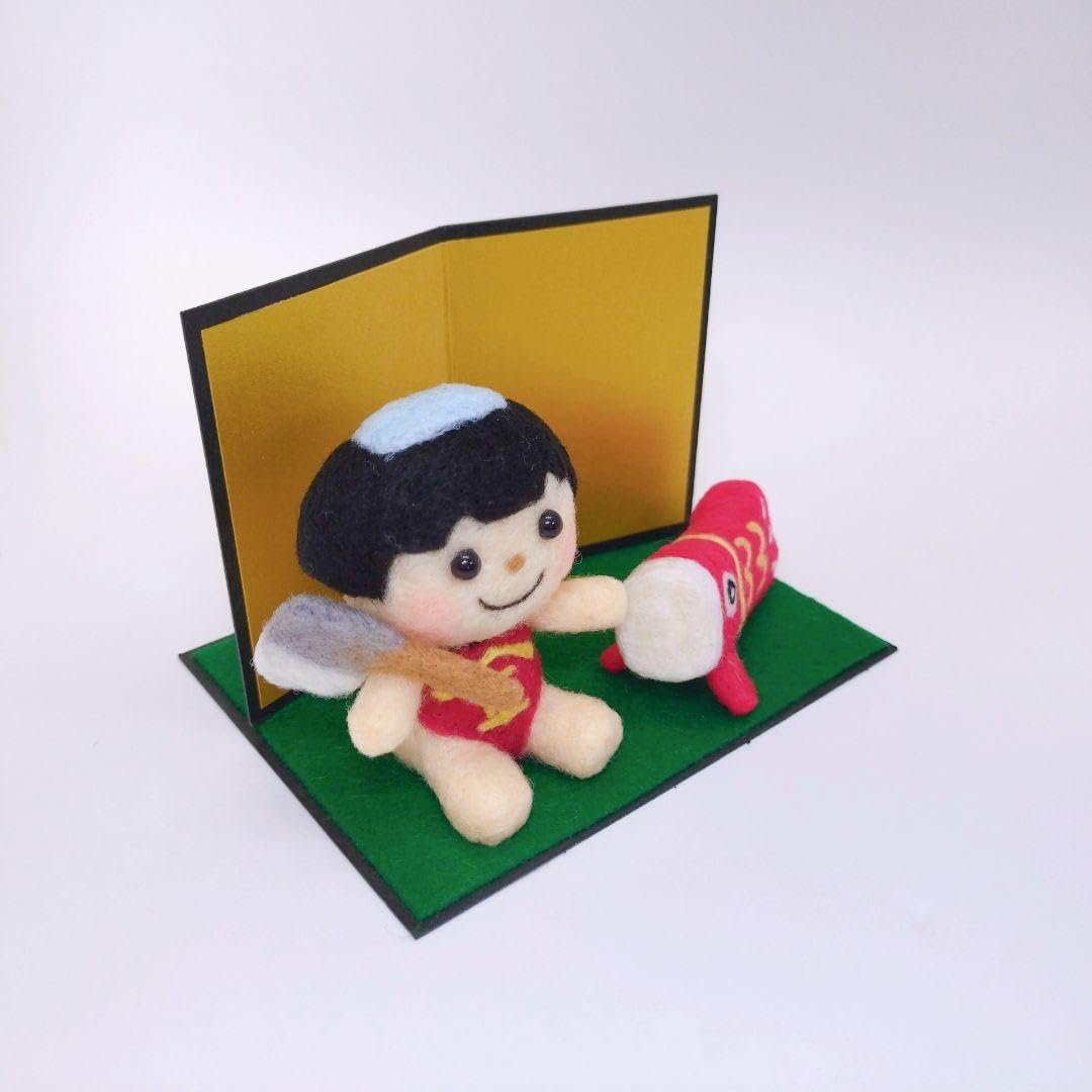 Amazon | 早割中「金太郎と鯉のぼり(赤)」 羊毛フェルト こどもの日 五